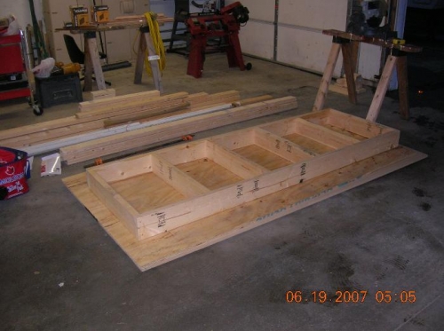Table frame laid out and tacked together.