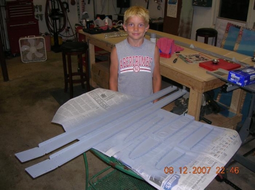 Colten with primed front spars...