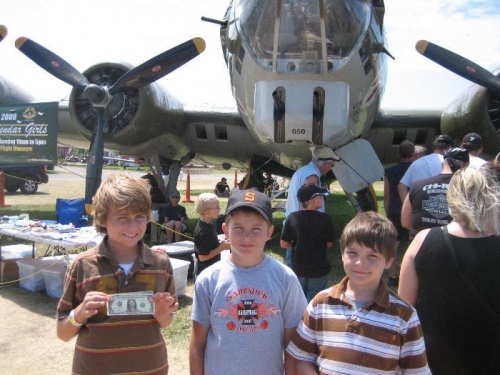 Jack, Colten, and Tanner with B-17 