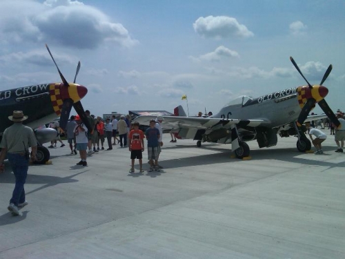 Colten and Tanner with the Old Crow P-51's