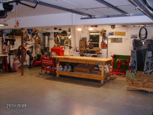 Shop area with bench