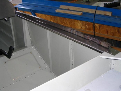 Passenger side canopy frame from the instrument panel back