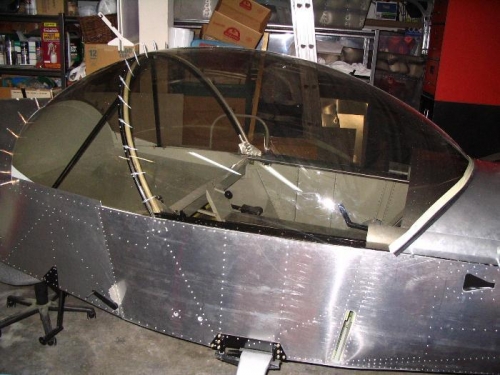 The back edge temporarily secured with clecoes