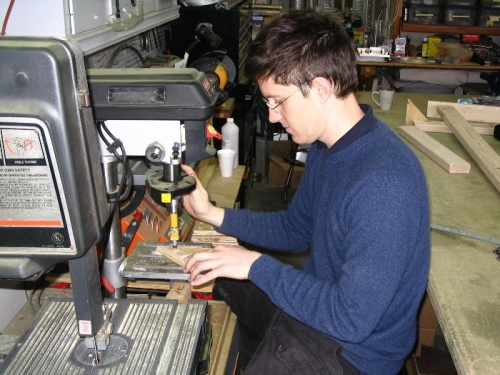 Ryan pre-drilling the corner gussets