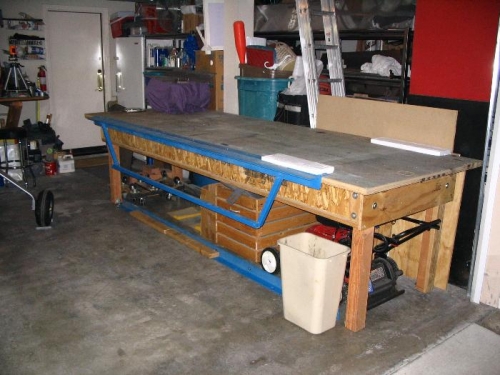 A dark, one-sided worktable.  It could be worse.