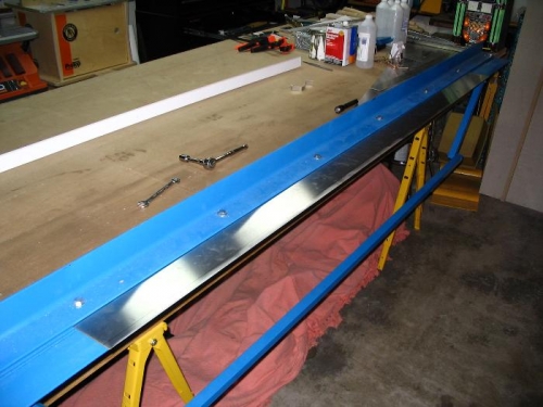 Part blank marked and lined up, ready to bend