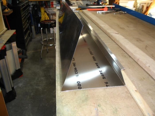 Bent and ready for 2x4 with pressure on leading edge to increase bend beyond the brake's capacity.