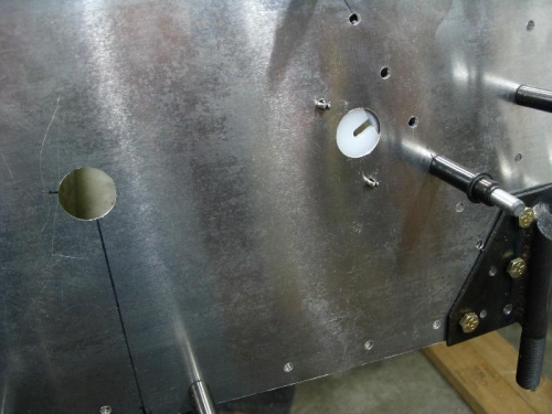 Top and side balance fairleads installed and the hole ready for the aileron fairlead