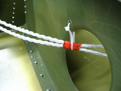 Routing through the spar tip web to the landing and NAV/Position/LED Strobe lights