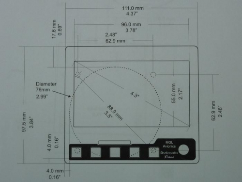 The installation drawing showing the offset of the mounting hole
