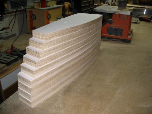 Wings rib forms with edges match sanded