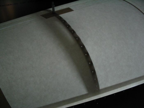 The shadow of my center bulkhead...with easily spotted holes