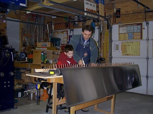 Patrick 6yrs old placing clecoes