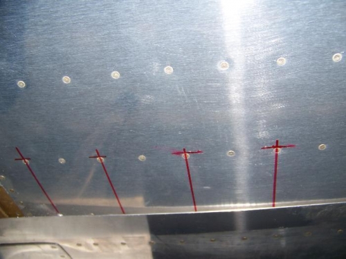 Measured lines for bottom flange nutplates