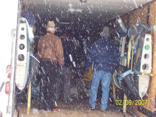 Wings were strapped to the sides of the trailer and padded with blankets