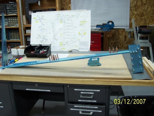 Internal rudder skeleton clecoed for the first fit
