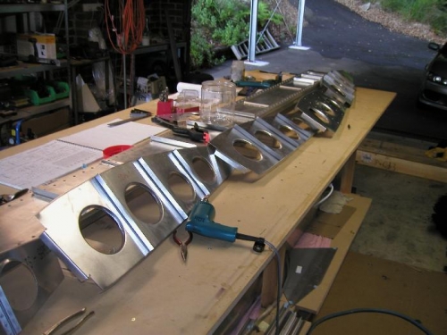 Completed ribs with L angles pop riveted in place