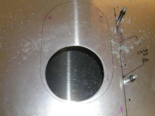 Hole cut with 130mm hole saw