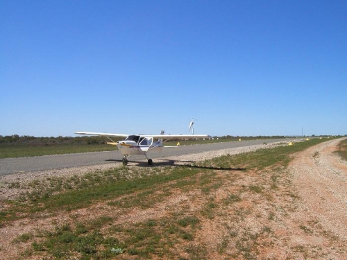 On the ground at Wilcannia for a leg stretch