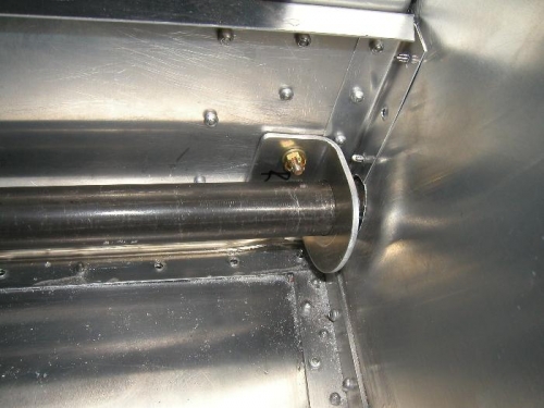 Right side of torque tube and bearing bolted in position