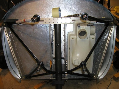Head on view of engine mount and air box