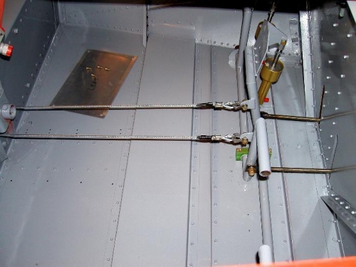 Rudder cables hooked up to the rudder pedals
