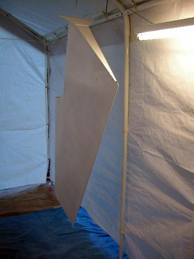 Bottom of rudder with topcoat applied to both sides