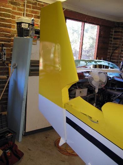 Yellow applied to rudder