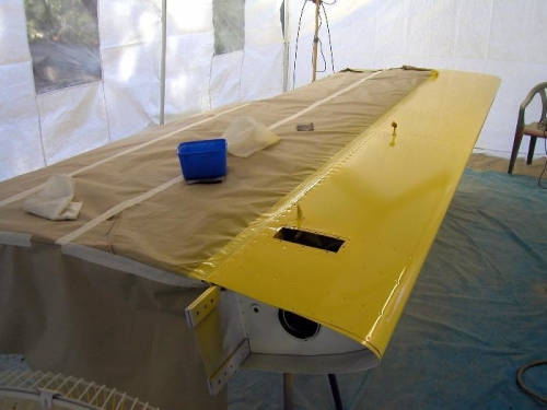 Two coats of yellow applied to the leading edge