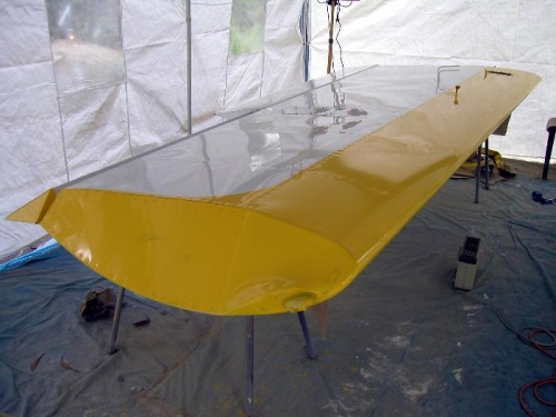 Outboard view of leading edge painted yellow