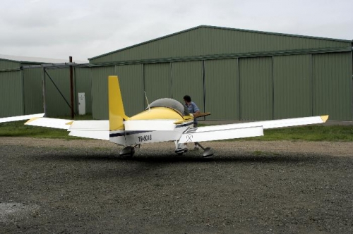 Pulling the plane out onto the grass