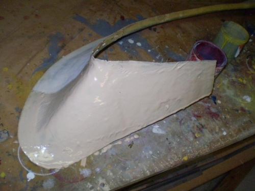 Applied filler to nose and bottom of left fairing.