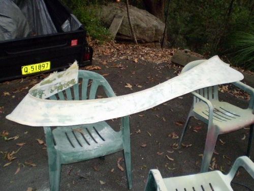 Right fairing sanded back, just needs to have the rear cleaned up to remove the left over plaster.