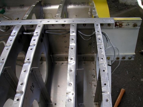 Inboard spar L and doubler plate bolted into place