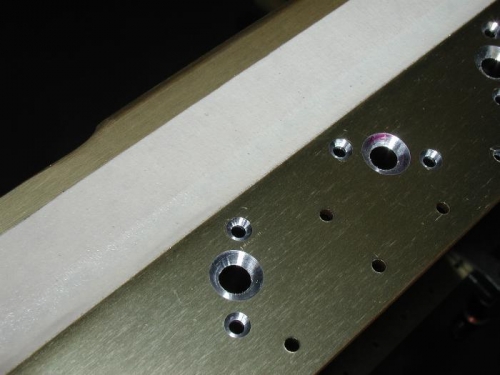 Nice clean countersinks with no chatter. Put tape over seams in spar to keep Aluminum chips out.