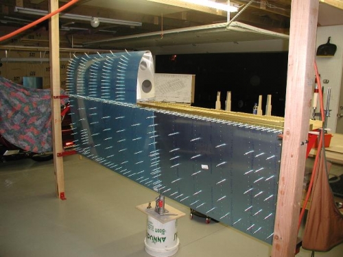 Leading edge is clecoed to the spar.