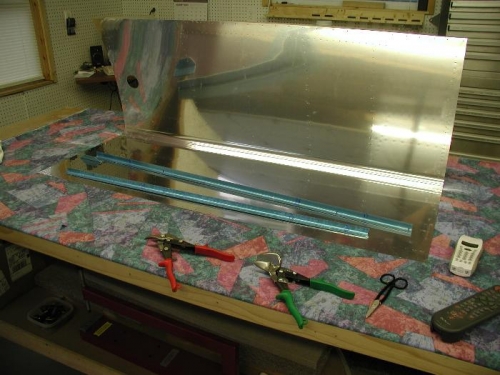 Tools in hand and ready to fabricate the fuel tank stiffeners.