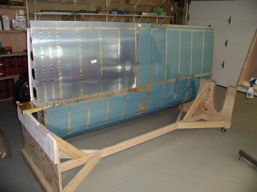 The left wing in its cradle