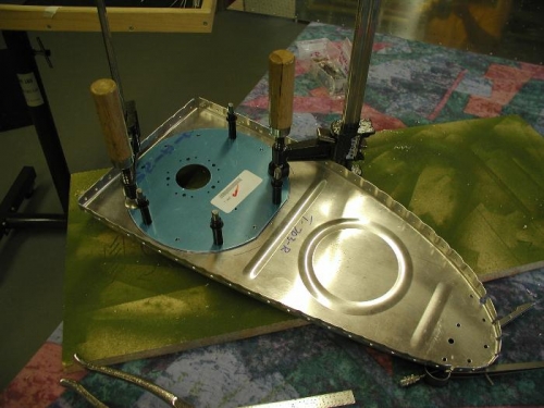 About to transfer some holes from the inspection plate to the rib.