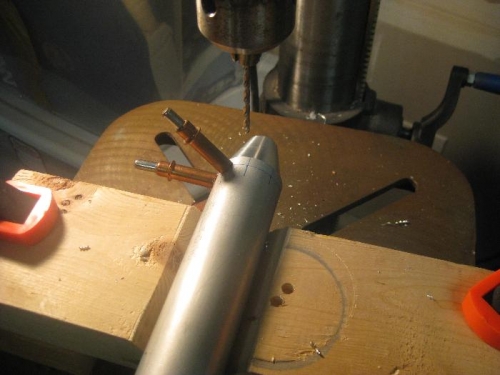 Drilling the holes in the drill press