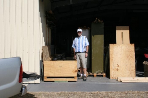 Removing parts from the crate.