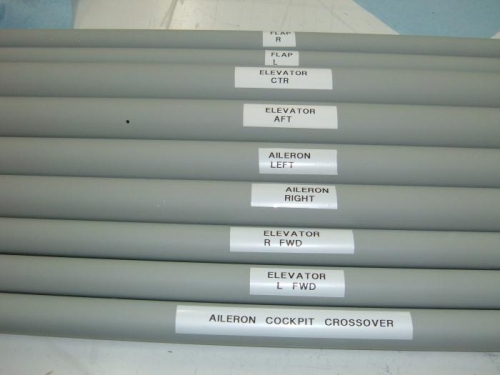 Primed push rods labled