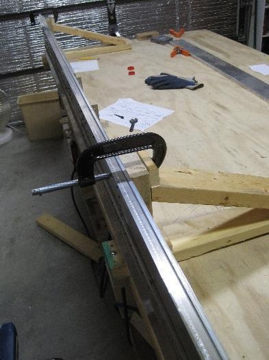 Spar clamped to jig
