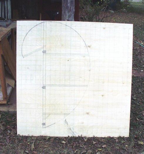 Rudder drawn on grid board