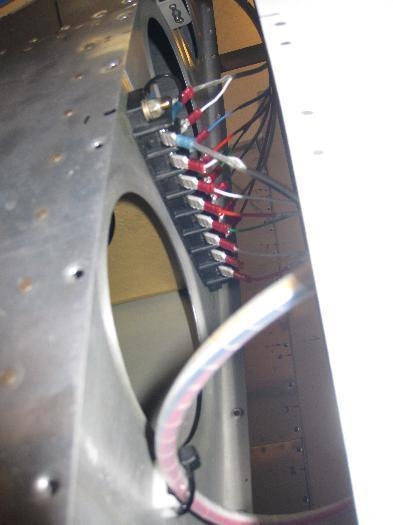 Wire bundle zip tied below connections.