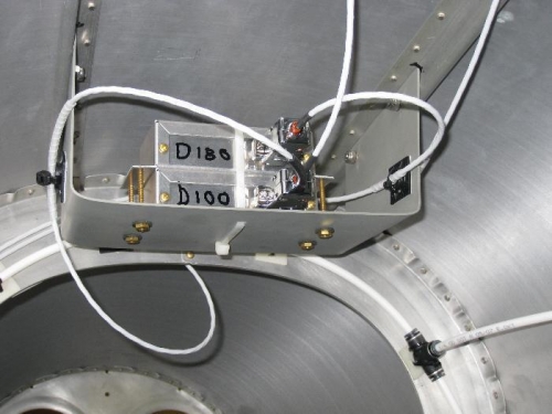 Closeup view of the harness wires connected to the remote compasses.