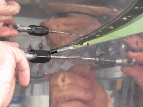 Closeup of the tapping operation.