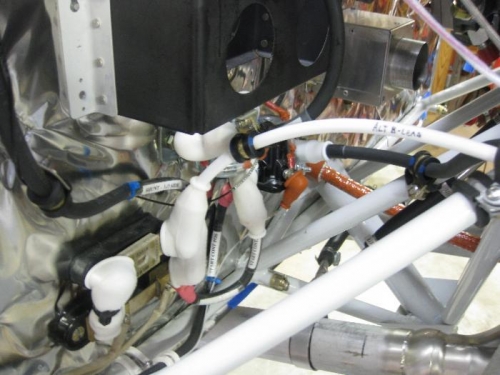 White alternator wire connected to 60A ANL fuse, black starter wire connected to start contactor.