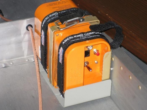 Closeup view of the doubler and tray holding the ELT.