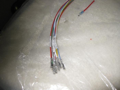 Female pins crimped to the wires.  Note separate pitot heat wire.